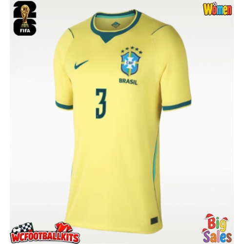 Brazil Gabriel Magalhaes #3 Replica Home Stadium Shirt for Women World Cup 2026 Short Sleeve